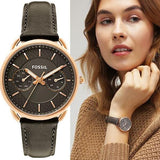 Buy Shop Fossil Tailor Grey Dial Grey Leather Strap Watch for Women - ES3913 USA Online