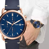 Buy Shop Fossil The Commuter Blue Dial Blue Leather Strap Watch for Men - FS5404 USA Online