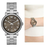 Buy Shop Marc Jacobs Baker Brown Dial Silver Steel Strap Watch For Women - MBM3329 USA Online