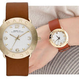Buy Shop Marc Jacobs Amy White Dial Brown Leather Strap Watch for Women - MBM8574 USA Online