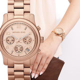 Buy Shop Michael Kors Runway Rose Gold Dial Rose Gold Steel Strap Watch for Women - MK5128 USA Online