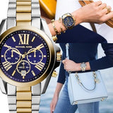 Buy Shop Michael Kors Bradshaw Blue Dial Two Tone Steel Strap Watch for Women - MK5976 USA Online