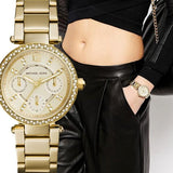 Buy Shop Michael Kors Parker White Dial Gold Steel Strap Watch for Women - MK6056 USA Online