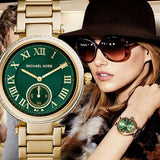 Buy Shop Michael Kors Skylar Green Dial Gold Steel Strap Watch for Women - MK6065 USA Online