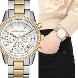 Buy Shop Michael Kors Ritz White Dial Two Tone Steel Strap Watch for Women - MK6474 USA Online