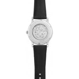 Buy Shop Emporio Armani Meccanico Silver Skeleton Dial Black Leather Watch For Men - AR1997 USA Online