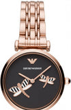 Buy Shop Emporio Armani Gianni T Bar Black Dial Rose Gold Steel Strap Watch For Women - AR11206 USA Online