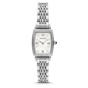 Buy Shop Emporio Armani Gianni T-Bar Quartz White Dial Silver Steel Strap Watch For Women - AR11405 USA Online