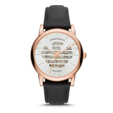 Buy Shop Emporio Armani Meccanico Skeleton Silver Dial Black Leather Strap Watch For Men - AR60031 USA Online