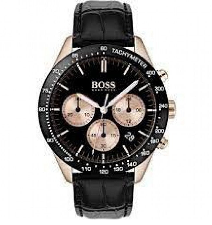Buy Shop Hugo Boss Talent Chronograph Black Dial Black Leather Strap Watch For Men - 1513580 USA Online