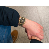 Buy Shop Fossil Inscription Automatic Skeleton Black Dial Gold Steel Strap Watch for Men - BQ2573 USA Online