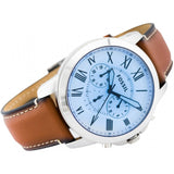 Buy Shop Fossil Grant Chronograph Blue Dial Brown Leather Strap Watch for Men - FS5184 USA Online
