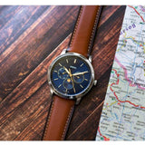 Buy Shop Fossil Neutra Minimalist Moonphase Blue Dial Brown Leather Strap Watch for Men - FS5903 USA Online