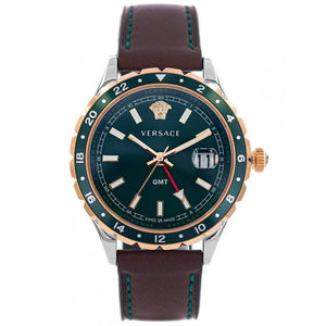Buy Shop Versace Hellenyium Green Dial Brown Leather Strap Watch for Men - V11090017 USA Online