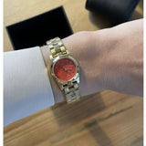 Buy Shop Marc Jacobs Henry Dinky Red Dial Gold Steel Strap Watch for Women - MBM3202 USA Online