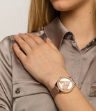 Buy Shop Guess Tri Glitz Quartz Diamonds Rose Gold Dial Rose Gold Mesh Bracelet Watch For Women - W1142L4 USA Online