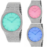 Buy Shop Gucci 25H Quartz Blue Dial Silver Steel Strap Unisex Watch - YA163408 USA Online