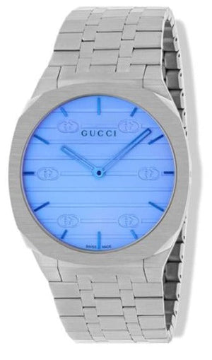Buy Shop Gucci 25H Quartz Blue Dial Silver Steel Strap Unisex Watch - YA163408 USA Online