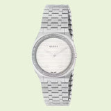 Buy Shop Gucci 25H Quartz Diamonds Silver Dial Silver Steel Strap Watch for Women - YA163401 USA Online