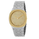 Buy Shop Gucci 25H Quartz Gold Dial Silver Steel Strap Watch for Women - YA163403 USA Online