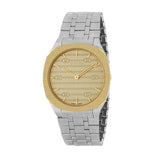 Buy Shop Gucci 25H Quartz Gold Dial Silver Steel Strap Watch for Women - YA163403 USA Online