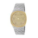 Buy Shop Gucci 25H Quartz Gold Dial Silver Steel Strap Watch for Women - YA163403 USA Online