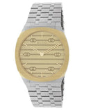 Buy Shop Gucci 25H Quartz Gold Dial Silver Steel Strap Watch for Women - YA163403 USA Online