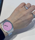 Buy Shop Gucci 25H Quartz Pink Dial Silver Steel Strap Watch for Women - YA163410 USA Online