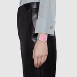 Buy Shop Gucci 25H Quartz Pink Dial Silver Steel Strap Watch for Women - YA163410 USA Online