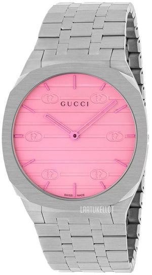 Buy Shop Gucci 25H Quartz Pink Dial Silver Steel Strap Watch for Women - YA163410 USA Online