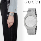 Buy Shop Gucci 25H Quartz Silver Dial Silver Steel Strap Unisex Watch - YA163407 USA Online