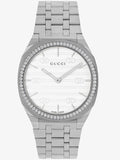 Buy Shop Gucci 25H Quartz Silver Dial Silver Steel Strap Unisex Watch - YA163407 USA Online