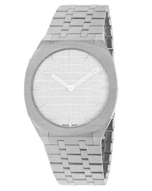 Buy Shop Gucci 25H Quartz Silver Dial Silver Steel Strap Unisex Watch - YA163407 USA Online