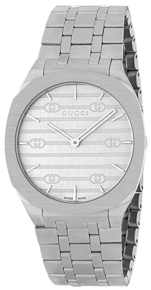 Buy Shop Gucci 25H Quartz Silver Dial Silver Steel Strap Watch For Women - YA163402 USA Online