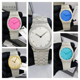 Buy Shop Gucci 25H Quartz Turquoise Dial Silver Steel Strap Watch For Women - YA163409 USA Online