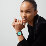 Buy Shop Gucci 25H Quartz Turquoise Dial Silver Steel Strap Watch For Women - YA163409 USA Online