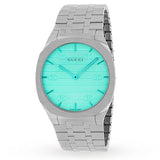 Buy Shop Gucci 25H Quartz Turquoise Dial Silver Steel Strap Watch For Women - YA163409 USA Online