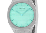 Buy Shop Gucci 25H Quartz Turquoise Dial Silver Steel Strap Watch For Women - YA163409 USA Online
