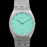 Buy Shop Gucci 25H Quartz Turquoise Dial Silver Steel Strap Watch For Women - YA163409 USA Online