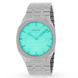 Buy Shop Gucci 25H Quartz Turquoise Dial Silver Steel Strap Watch For Women - YA163409 USA Online