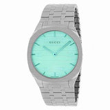 Buy Shop Gucci 25H Quartz Turquoise Dial Silver Steel Strap Watch For Women - YA163409 USA Online