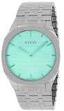 Buy Shop Gucci 25H Quartz Turquoise Dial Silver Steel Strap Watch For Women - YA163409 USA Online