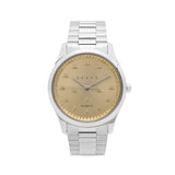 Gucci G Timeless Quartz Gold Dial Silver Steel Strap Watch for Women - YA1265035