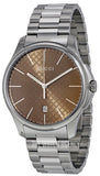Buy Shop Gucci G Timeless Quartz Brown Dial Silver Steel Strap Watch for Men - YA126317 USA Online