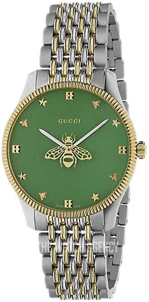 Buy Shop Gucci G Timeless Quartz Green Dial Two Tone Steel Strap Watch For Men - YA1264182 USA Online
