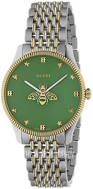 Buy Shop Gucci G Timeless Quartz Green Dial Two Tone Steel Strap Watch For Men - YA1264182 USA Online