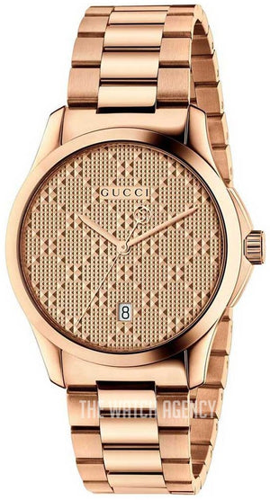 Gucci G Timeless Quartz Gold Dial Gold Steel Strap Watch For Women - YA126482