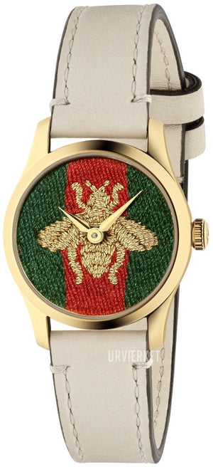 Buy Shop Gucci G Timeless Quartz Red & Green Dial Beige Leather Strap Watch For Women - YA1265009 USA Online