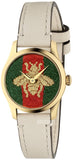 Buy Shop Gucci G Timeless Quartz Red & Green Dial Beige Leather Strap Watch For Women - YA1265009 USA Online