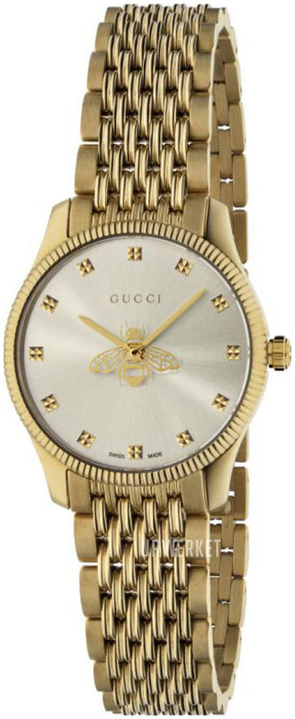 Buy Shop Gucci G Timeless Quartz Mother of Pearl Dial Gold Steel Strap Watch For Women - YA1265021 USA Online